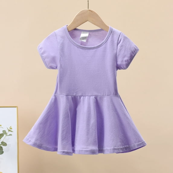 Vedolay Girl Romper Girls' Printed Knit Romper with Elastic Waistband,Purple 5-6 Years