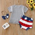 thumbnail image 1 of Vedolay Girl Short Sets Little Girl Summer Clothes Striped Top Sleeveless Shirt Botton Elastic Shorts Set,Gray 18-24 Months, 1 of 5