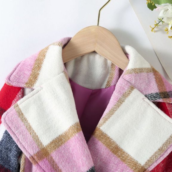 Vedolay Girl Tops Toddler Girls Winter Jacket Lapel Button Down Coat Warm Outerwear,Red 5-6 Years