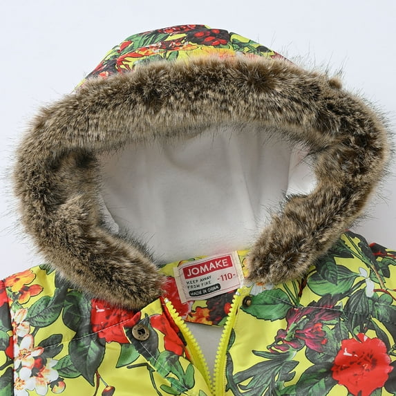 Vedolay Girl's 2023 Jackets Girl's Thicken Down Jacket Winter Warm Button Down Coat,Yellow 5-6 Years