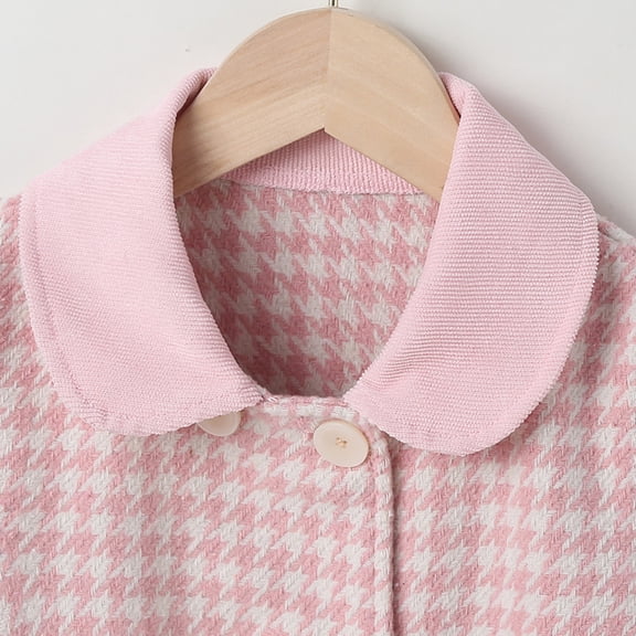 Vedolay Girl's Fall Jackets Girls Colorblock Button Up Jacket Long Sleeve Fleec Outerwear,Pink 2-3 Years