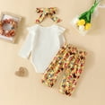 thumbnail image 1 of Vedolay Girl's Fall Outfits Girl's 2 Piece Outfit Floral Print Graphic Long Sleeve Tee and Flare Leg Pants Set,Yellow 6-12 Months, 1 of 5