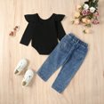 thumbnail image 1 of Vedolay Girl's Fall Outfits Little Girls Fall Clothes Striped Tank Halter Tops Kids Pants Set Outfit,Black 3-4 Years, 1 of 3
