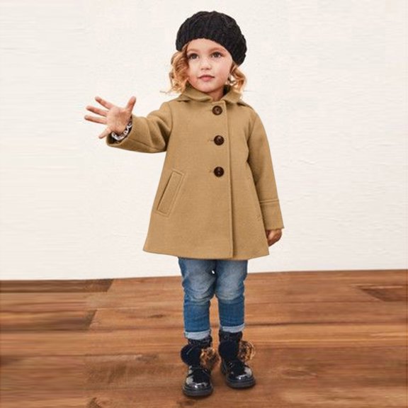 Vedolay Girl's Puffer Coat Warm Cotton Winter Hooded Waterproof Jacket,Khaki 5-6 Years