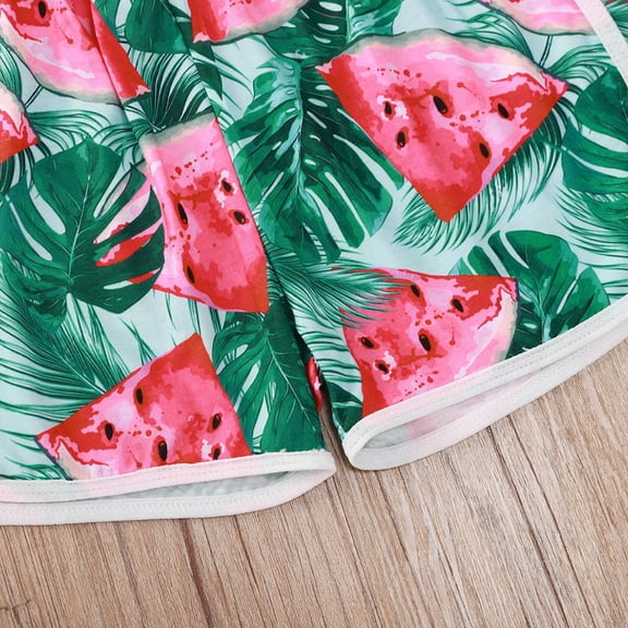 Vedolay Girl's Shorts Sets Girl's 2 Piece Outfit Tie Knot Tank Tops and Striped Paperbag Waist Shorts Set,Green 6-7 Years