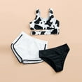 thumbnail image 1 of Vedolay Girl's Summer Crisscross Three Piece Cow Print Cute Swimsuit Set,Black 13-14 Years, 1 of 4