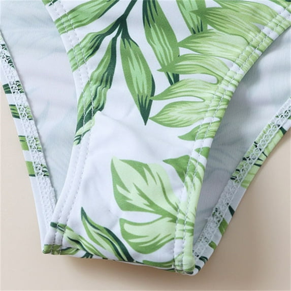 Vedolay Girl's Swimsuits 2 Piece Swimsuit Bathing Suit Sunflower Print Bikini Set V Neck Big Girl's Swimwear,Green 7-8 Years