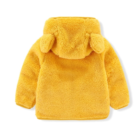 Vedolay Girl's Tops Girls Puffer Coat Warm Cotton Winter Hooded Waterproof Jacket,Yellow 1-2 Years