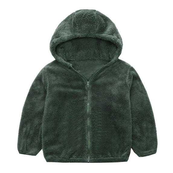 Vedolay Girl's Winter Jackets Girls Cozy Jacket Fall Winter Casual Fuzzy Outwear Coat,Green 9-10 Years