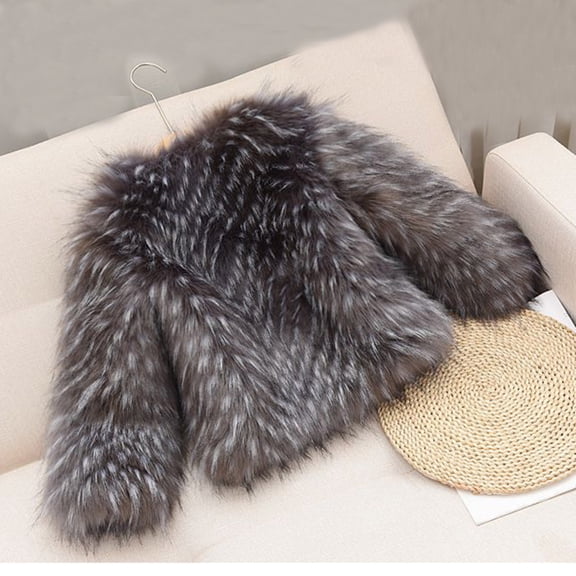 Vedolay Girl's Winter Jackets Toddler Kids Solid Color Coat Notched Collar Double Elegant Coat,Gray 18-24 Months