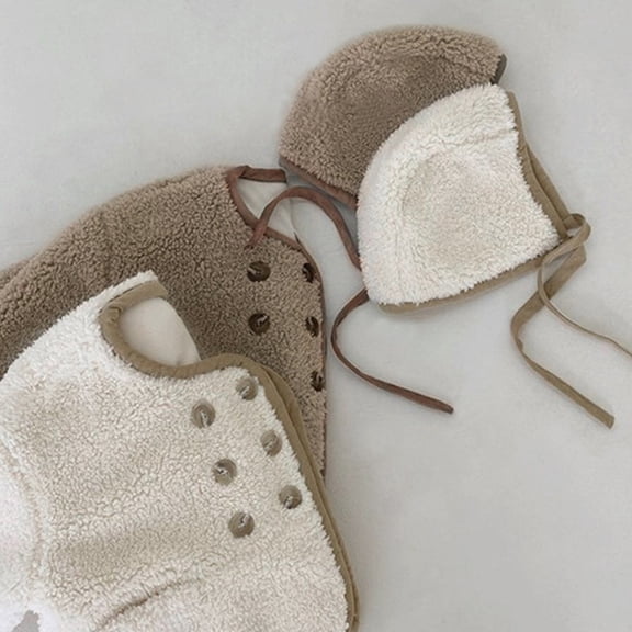 Vedolay Girls 2023 Suit Jackets Baby Girls Chic Collarless Jackets Long Sleeve Winte Zippered Coat,Coffee 12-18 Months