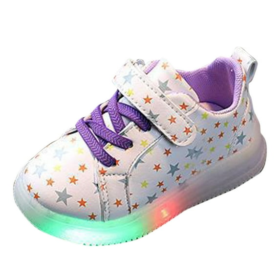 Vedolay Girls Baby Luminous Sport Bling Kids Shoes Children Light Led Baby Shoes Shoes Girls Size 10(Purple,9.5)
