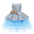 thumbnail image 1 of Vedolay Girls Bowknot Sleeveless Crew Neck Backless Princess Dress,Blue 12-18 Months, 1 of 3