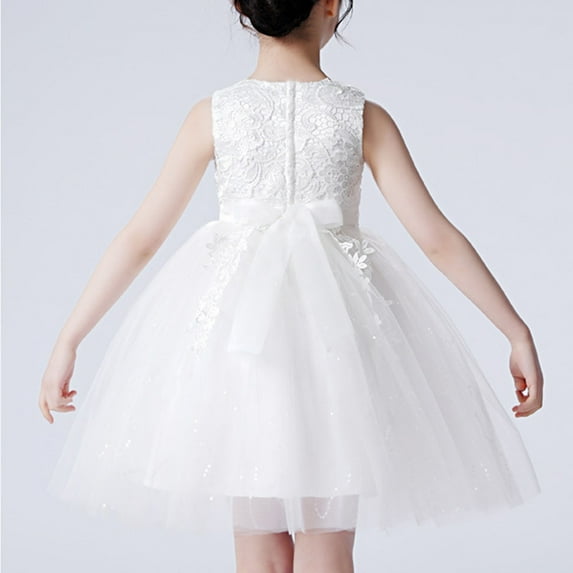 Vedolay Girls Crew Neck Sleeveless Lace Flower Print Tulle Princess Dress,Gold 9-10 Years