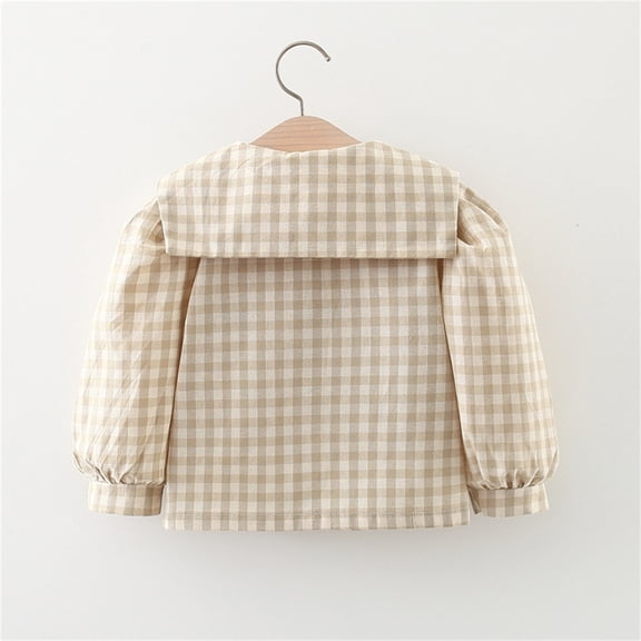 Vedolay Girls Denim Jackets Girl's Ruffle Button Padded Winter Long Sleeve Jackets Outwear with Pockets,Khaki 3-4 Years