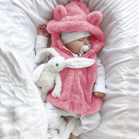 Vedolay Girls Denim Jackets Toddler Girl's Winter Jacket Lapel Button Down Coat Warm Outerwear,Pink 6-12 Months