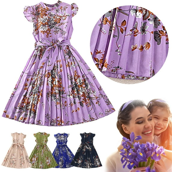 Vedolay Girls Dresses Flower Girls Maxi Dress Bridesmaid Wedding Pageant Party Princess Communion Floral Boho Vintage Lace Dance Gown,BU1 4-5 Years