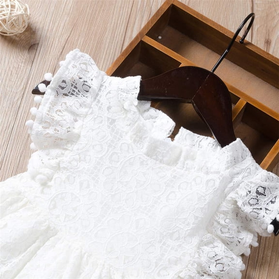 Vedolay Girls Dresses Flower Girls Pageant Party Dresses Kids Special Occasion Floral Formal Dress,White 5-6 Years