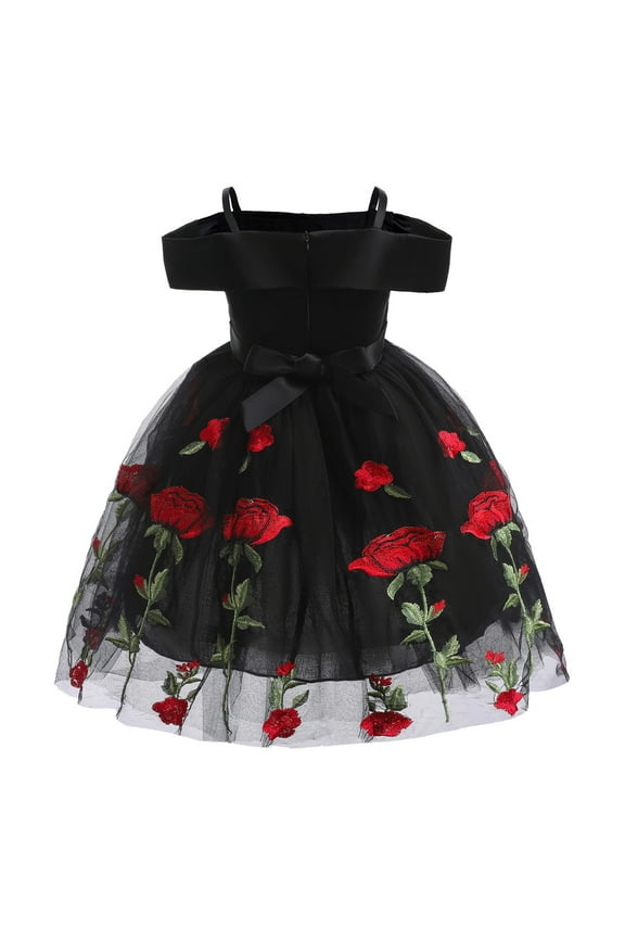 Girls Dresses Girls' Solid Short Sleeve Skater Dress,Black 3-4 Years