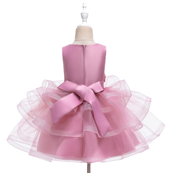 Vedolay Girls Elegant Sleeveless Crew Neck Floral Lace Princess Dress,Pink 4-5 Years