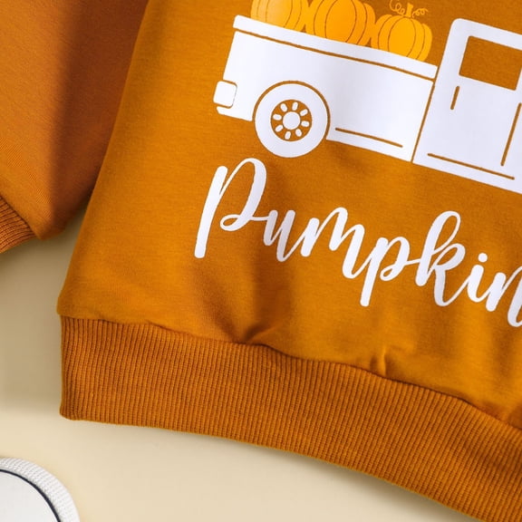 Vedolay Girls Fall Tops Girl's Casual Letter Graphic Long Sleeve Sweatshirt Round Neck Pullover Tops,Orange 6-12 Months