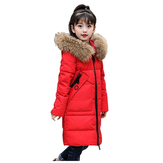 Vedolay Girls Fall Tops Girls Dress Coat Lapel Wool Blend Winter Kids Jackets,Red 9-11 Years