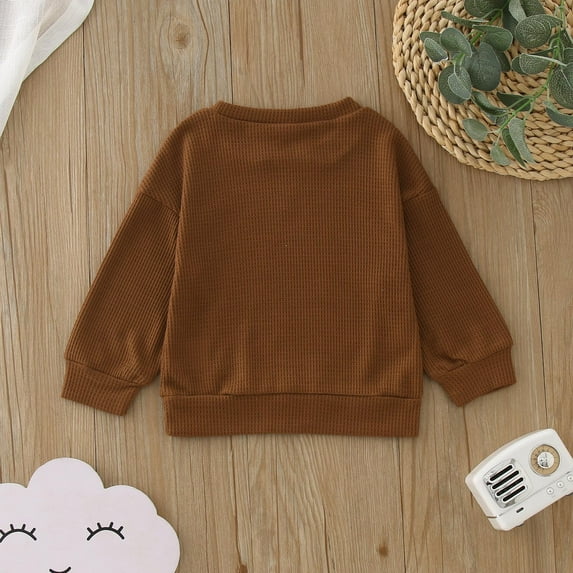 Vedolay Girls Long Sleeve Shirts Ruffle Crewneck Sweatshirts Loose Pullover Tops,Brown 6-12 Months