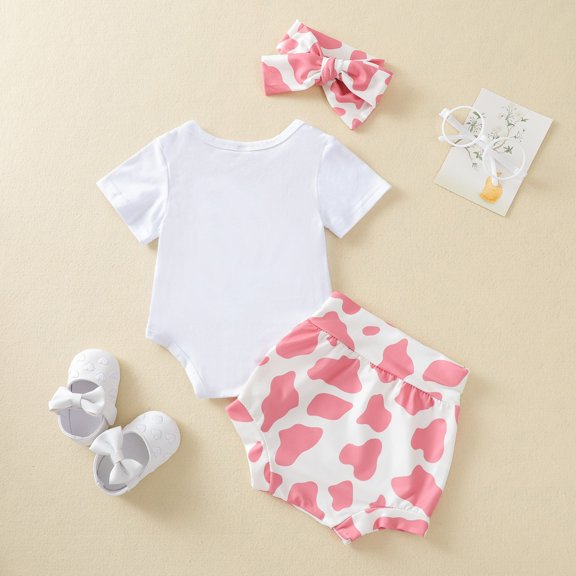 Vedolay Girls Outfits Toddler Girl's 2 Piece Outfits Figure Graphic Bow Front Tank Top and Floral Print Shorts,Pink 0-3 Months
