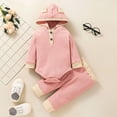 thumbnail image 1 of Vedolay Girls Pants Tracksuit Girls Pants Sets Fall 2 Pieces Outfits Casual Shirt and Pant Set,Pink 18-24 Months, 1 of 5