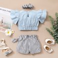 thumbnail image 1 of Vedolay Girls Sets 2 Piece Outfits Girl's Cute 2PC Scallop Trim Cami Top & Paperbag Waist Belted Shorts Summer Set,Blue 18-24 Months, 1 of 4