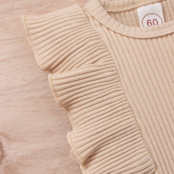 Vedolay Girls Sets 2 Piece Outfits Little Girl Summer Clothes Striped Top Sleeveless Shirt Botton Elastic Shorts Set,Beige 3 Months