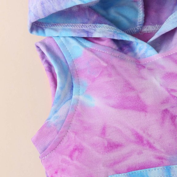 Vedolay Girls Sets Girl's 2 Piece Set Tropical Print Wrap Front V Neck Flounce Sleeve Top with Shorts,Purple 3-4 Years