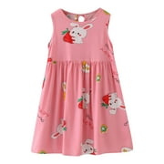 Vedolay Girls Smocked Walk-Thru Dress Princess Girls and Toddlers' Knit Short-Sleeve Dresses,Pink 100
