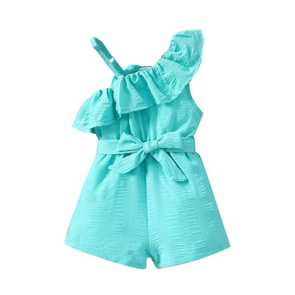 Vedolay Girls Sumer Solid Color Suspender Shoulder Casual Shorts Jumpsuit,Blue 5-6 Years