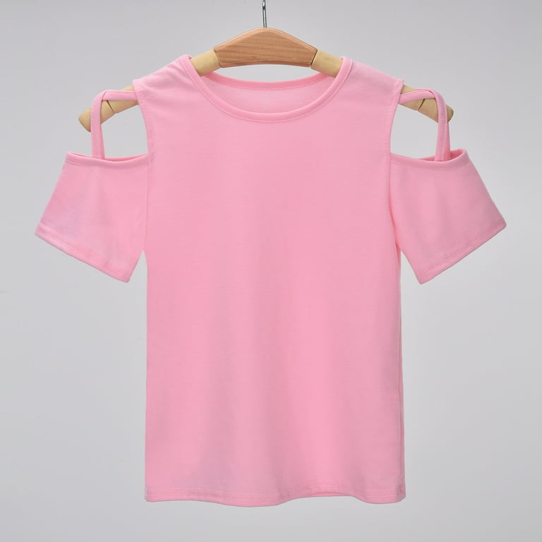 Cotton Short sleeve Cold Shoulder Round neck T-shirt Cotton Short sleeve Cold Shoulder Round neck T-shirt