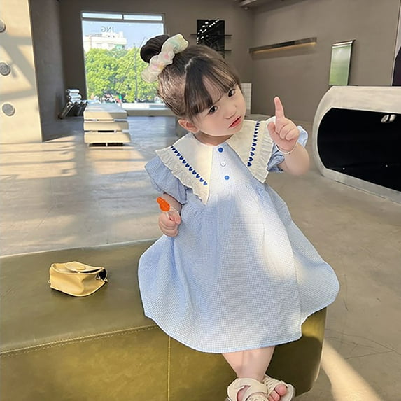 Vedolay Girls Summer Dress Ruffles Sleeve Crew Neck Casual Beach Dresses,Z4-A 6-7 Years