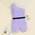 thumbnail image 1 of Vedolay Girls Summer Ribbed One Shoulder Belt Waist Solid Color Jumpsuit,Purple 3-4 Years, 1 of 5