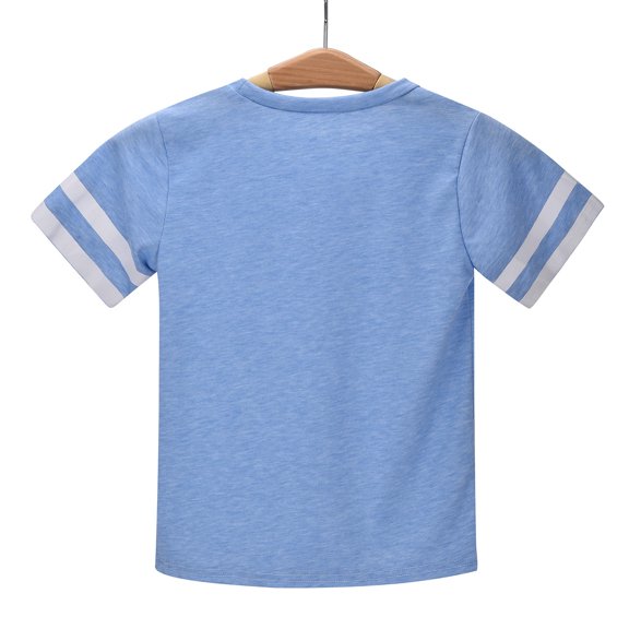 Vedolay Girls' Summer Solid Color Short-Sleeve Crew Neck Shirts,Light Blue 6-7 Years