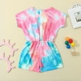 thumbnail image 1 of Vedolay Girls Summer Tie-Dyed Short Sleeve Crew Neck Fashion Romper,Pink 4-5 Years, 1 of 5