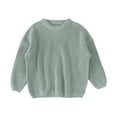 thumbnail image 1 of Vedolay Girls Sweater Girls Crewneck Sweaters Kids Fall Long Sleeve Cute Knit Pullover Tops,Light Blue 2-3 Years, 1 of 5