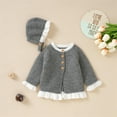 thumbnail image 1 of Vedolay Girls Sweaters Cardigan Girls Long Sleeve V Neck Pullover Sweaters Collared Slouchy Cute Knit Tops,Gray 12-18 Months, 1 of 5