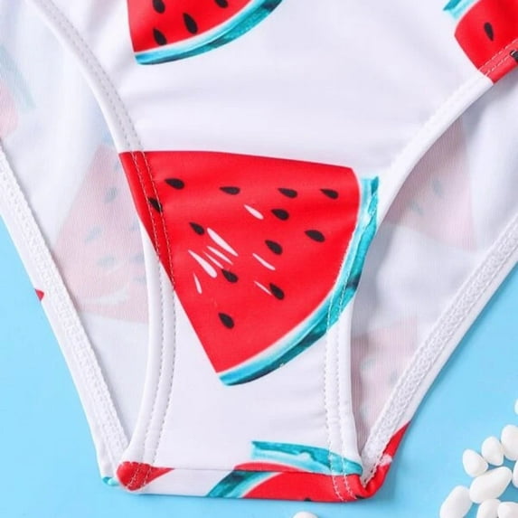 Vedolay Girls' Swimsuit Watermelon Printing Back Crisscross Swimwear Set,White 11-12 Years