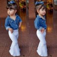 thumbnail image 1 of Vedolay Girls Winter Outfits Girls' 2 Piece Outfits Cute Graphic Ribbed Knit Tee with Track Pants,Blue 6-12 Months, 1 of 5