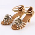 thumbnail image 1 of Vedolay High Heel Shoes For Women Dressy Womens Patent Pointed Toe Casual Buckle Ankle Strap Mid Heel Pumps Shoes,Gold 9, 1 of 5