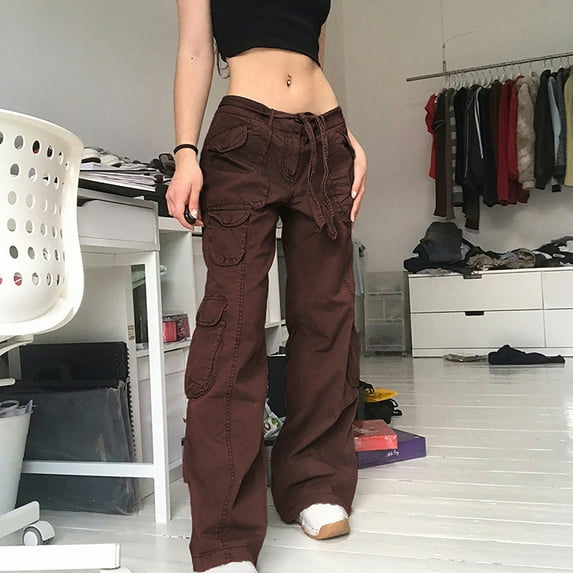 Vedolay High Waisted Jeans Womens Baggy Jeans High Waisted Straight Leg Streetwear Vintage Pants,Brown L