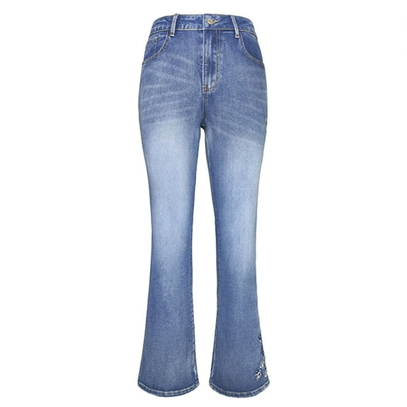 Vedolay High Waisted Jeans Womens High Waist Wide Leg Baggy Streetwear Fashion Denim Jeans,Blue L