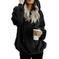 thumbnail image 1 of Vedolay Hooded Cardigan Sweaters for Women Fashion 2023 Round Neck Long Sleeve Sweatshirt Top Pullover Tunic Shirt Zip up Hoodie Y2k Black,S, 1 of 3