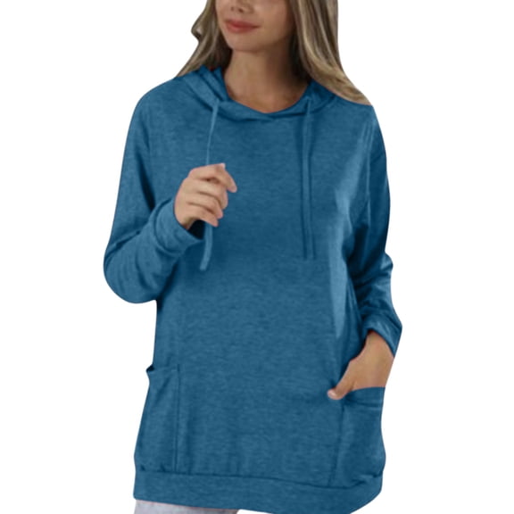 Vedolay Hooded Cardigan Sweaters for Women Fashion Pocket Pullover Loose Tunic Shirts Blouse Tops Womens Fashion Blue,XL