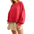thumbnail image 1 of Vedolay Hoodies for Women Plus Oversized Crew Neck Long Sleeve Pocket Sweatshirts Red,XL, 1 of 5