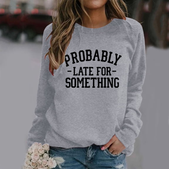 Vedolay Hoodies for Women Women's Casual Sweatshirt Crewneck Long Sleeve Solid Color Shirts,Gray M